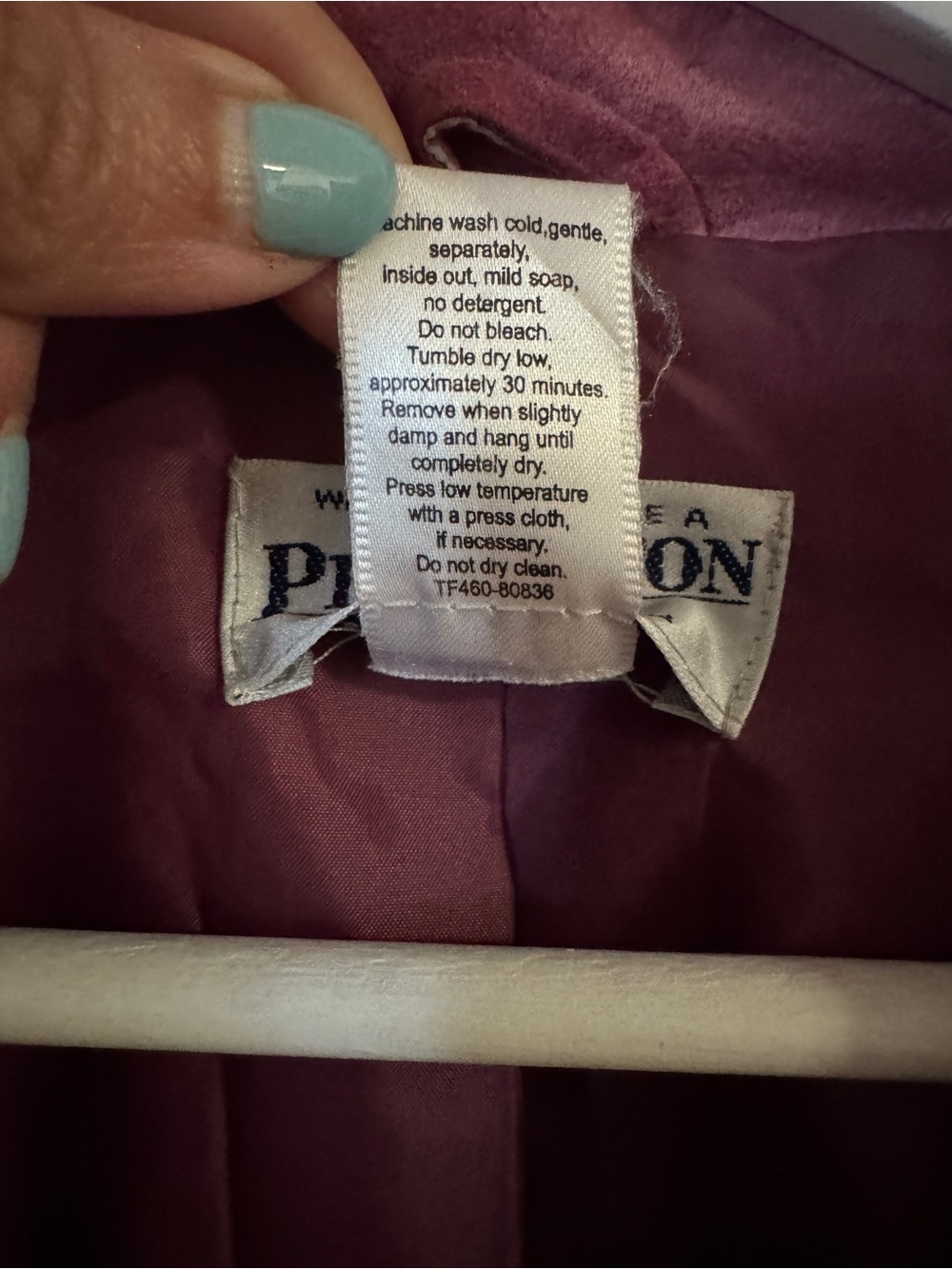 Pendleton Mauve Suede Button-Front Jacket - Picture 4 of 5
